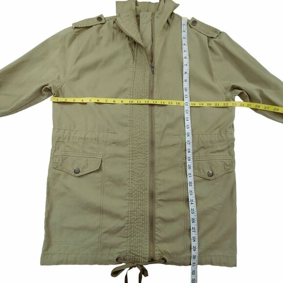 Trouve Hooded Utility Jacket Womens Small Green Oversized Full Zip Cotton - Picture 9 of 13